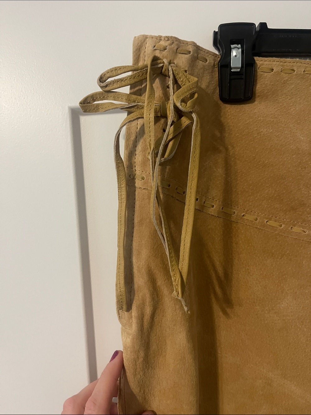 Scully Suede Leather High Rise Wrap Fringe Midi Skirt XL NWT Festival Western - Picture 6 of 16